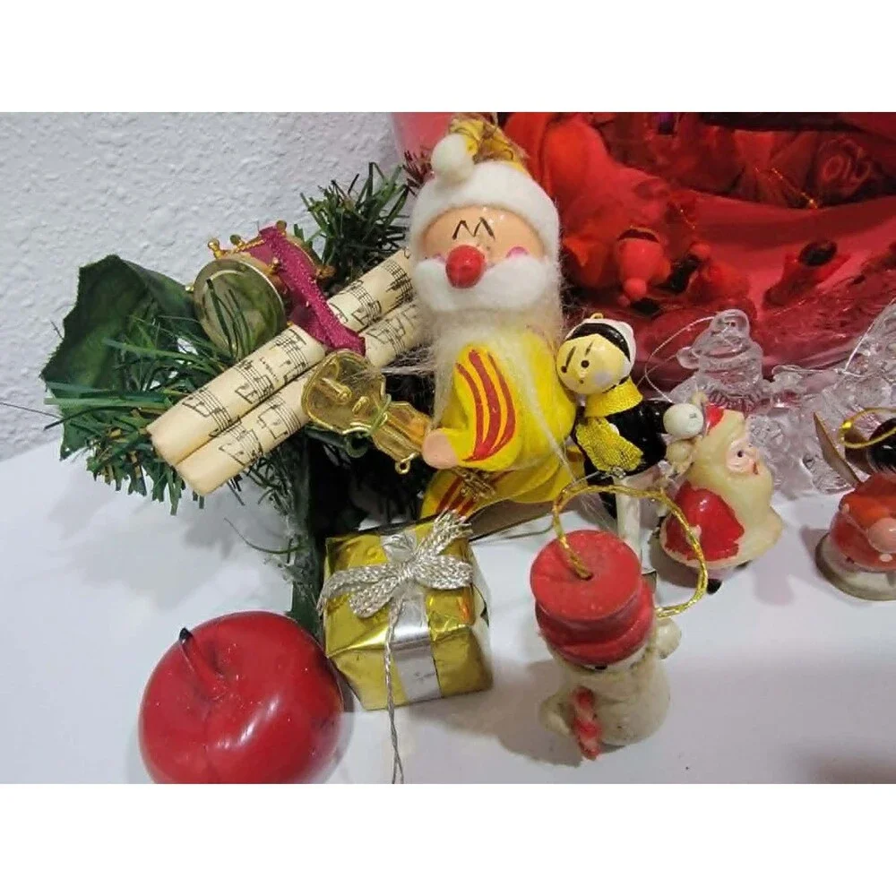 Teleflora Christmas Ball Planter Vase Ornament Bowl + vintage wood ornaments